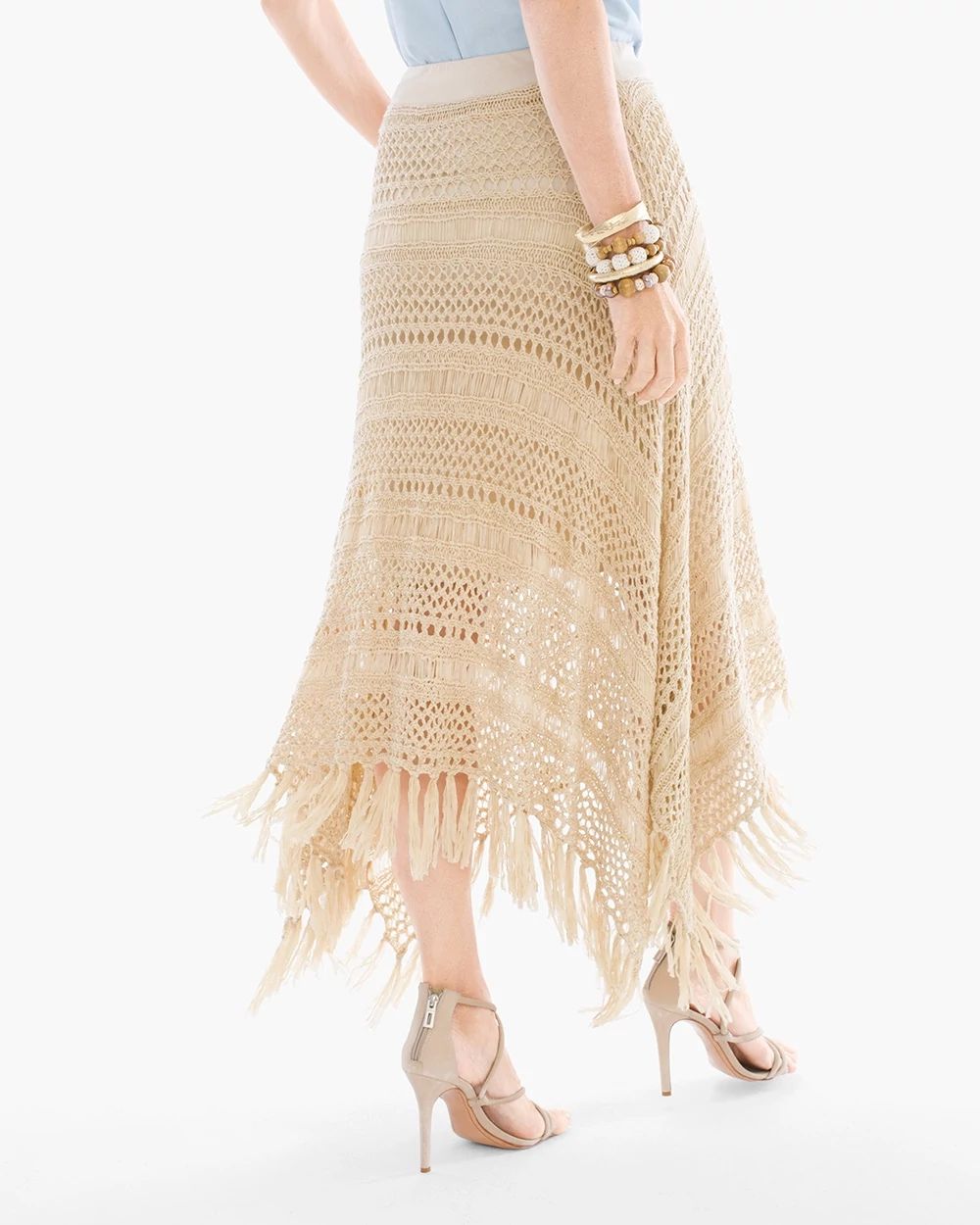 Crochet Fringe Detail Handkerchief Hem Skirt
