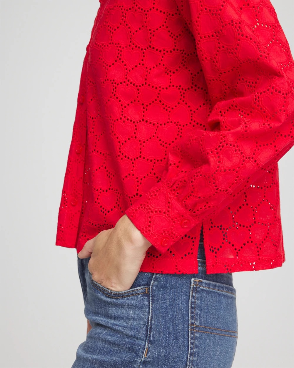 Heart Eyelet Button Down Shirt