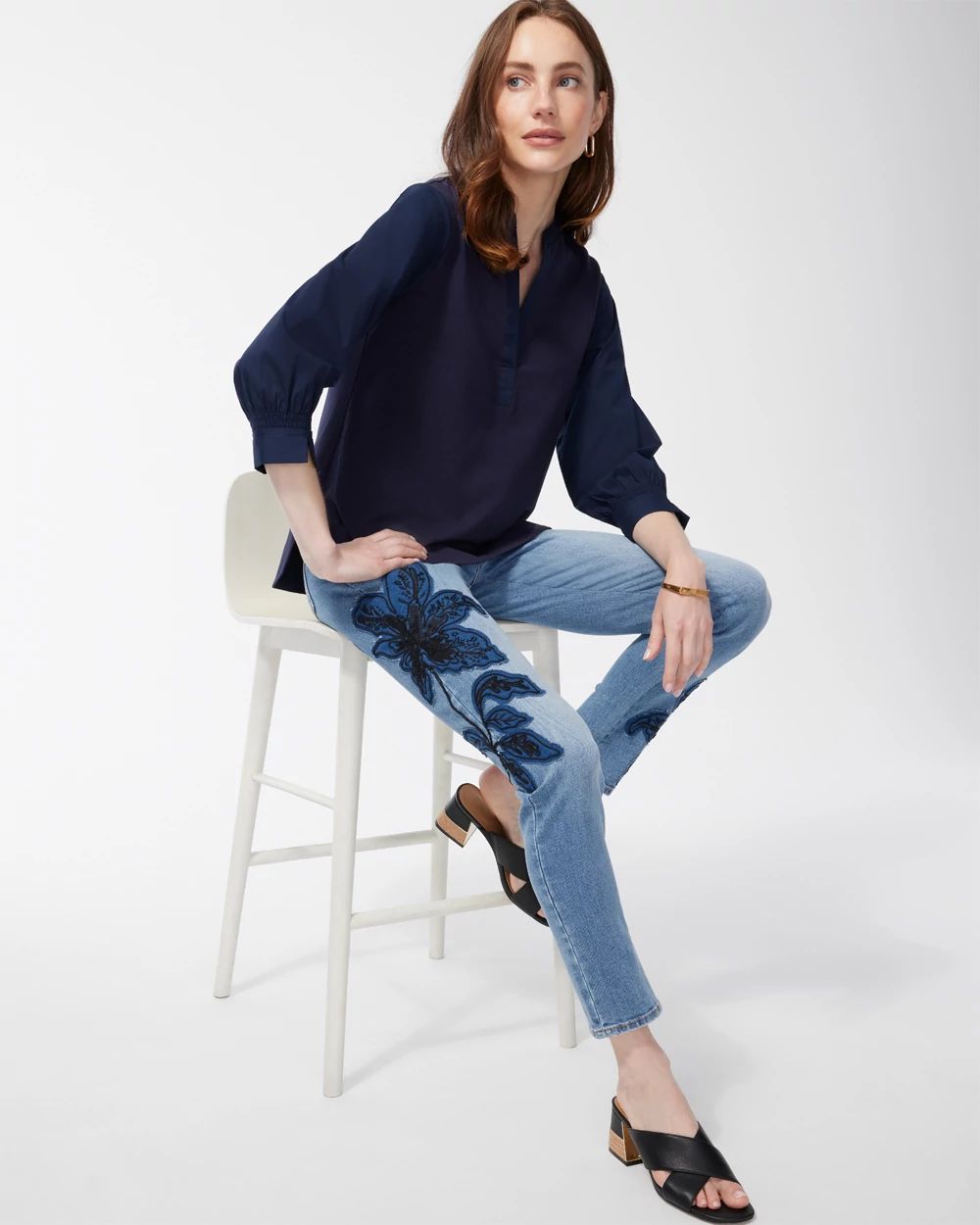 Knit Woven Henley Top