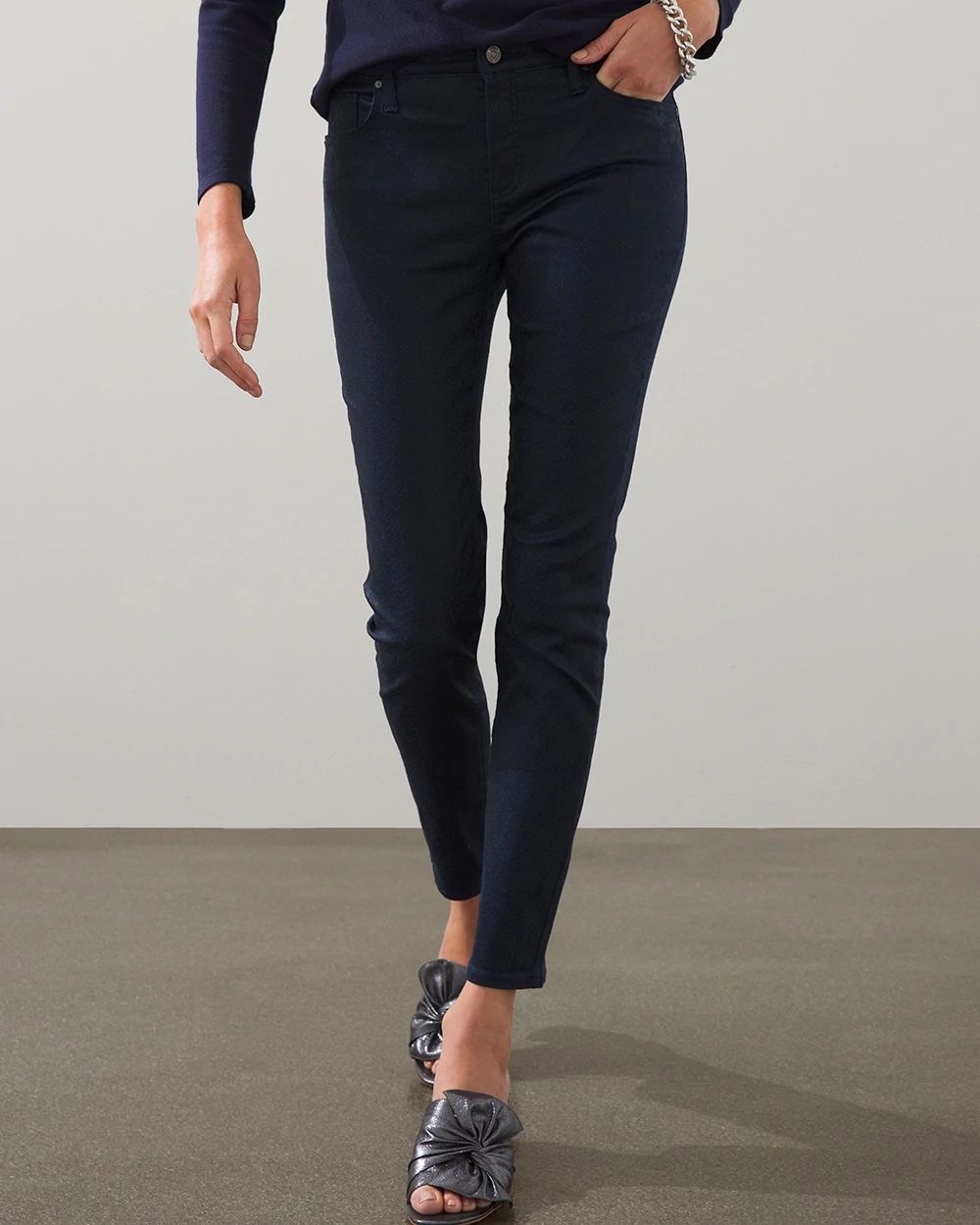 Girlfriend Coated Snake Ankle Jeans