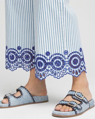 Eyelet High-Rise Wide Cropped Jeans click to view larger image.