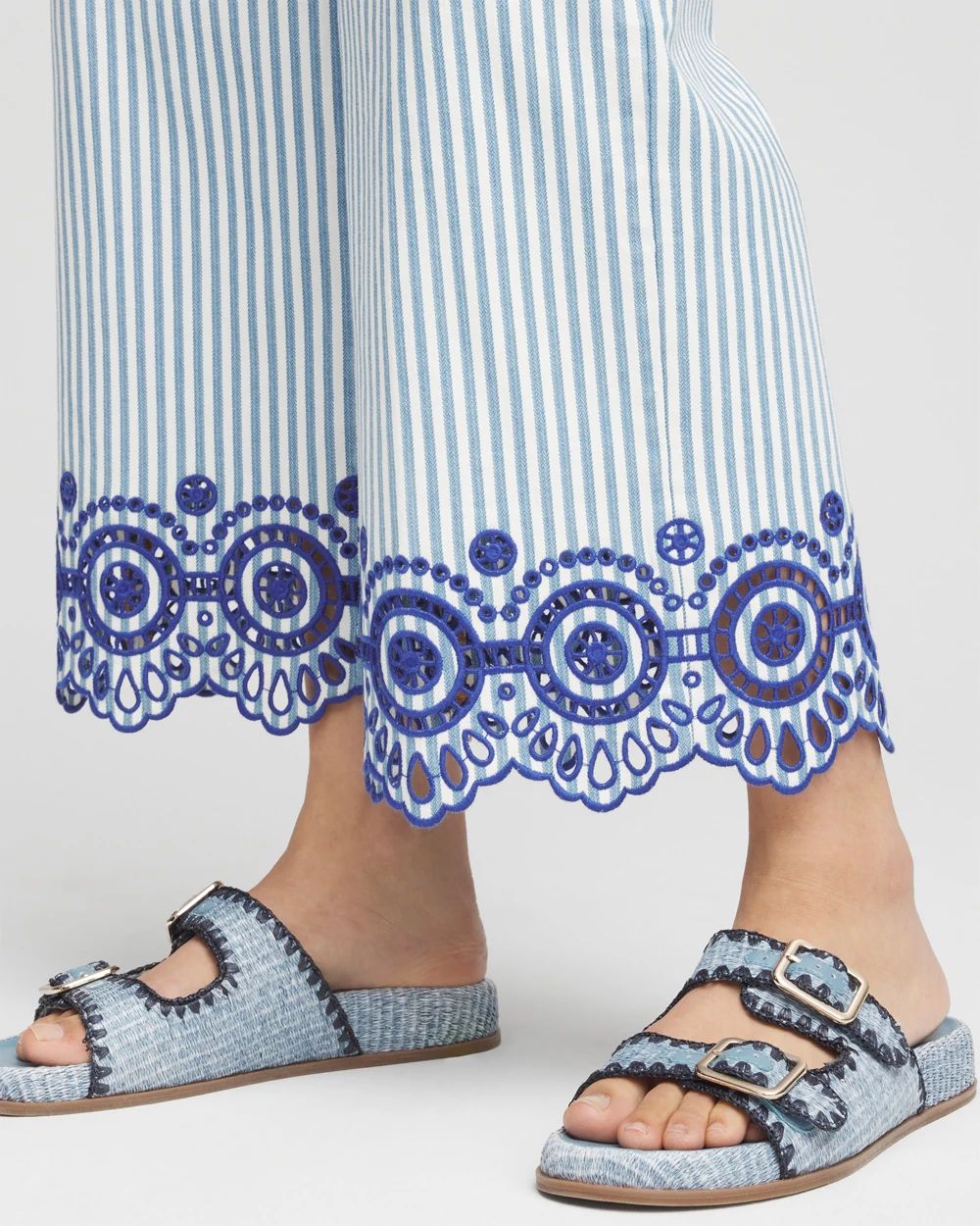 Eyelet High-Rise Wide Cropped Jeans