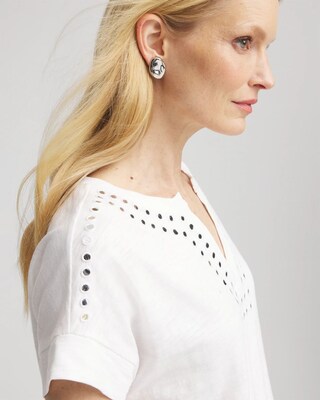 Paillette Trim Cotton Slub Tee click to view larger image.
