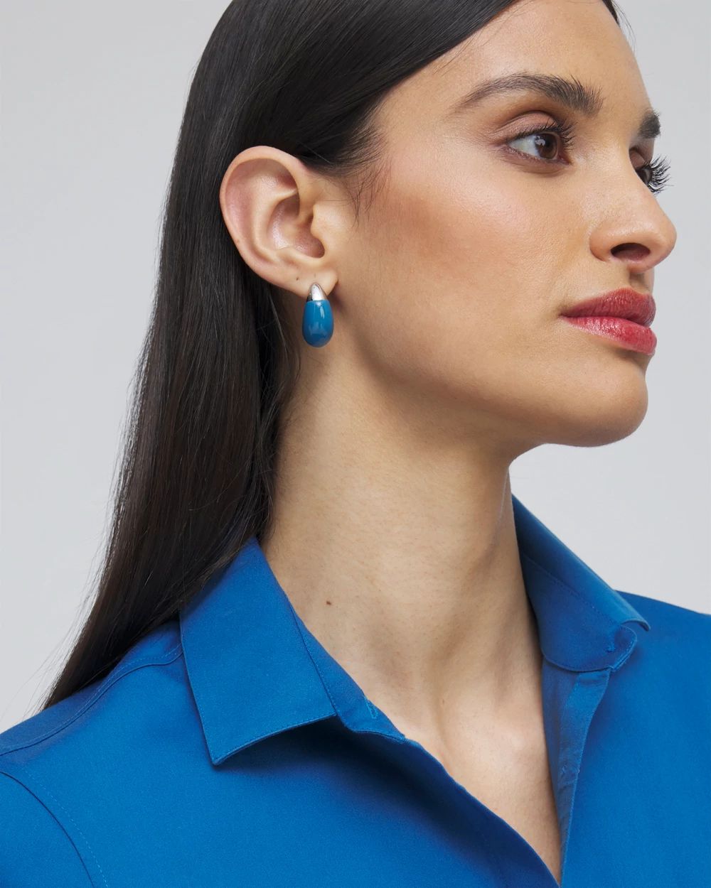 No Droop™ Blue Dipped Huggie Hoops