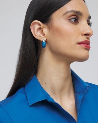 No Droop™ Blue Dipped Huggie Hoops