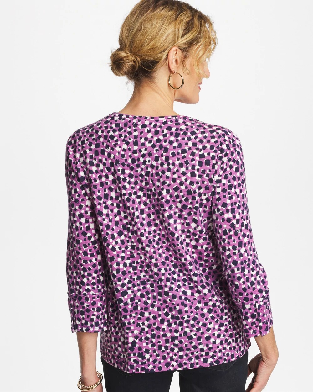 Printed Slub Button Detail Tee