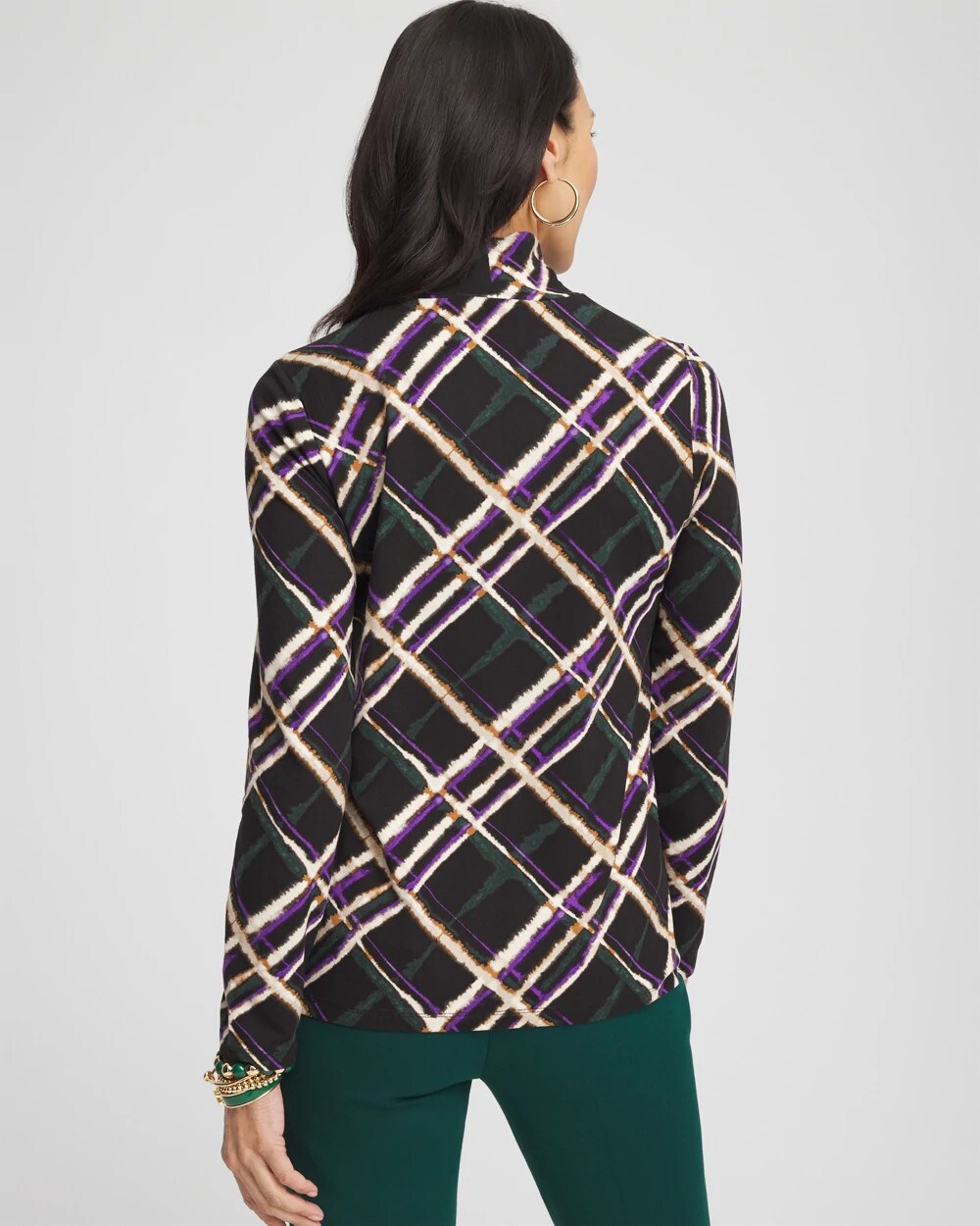 Touch of Cool™ Plaid Mock Neck Layering Tee