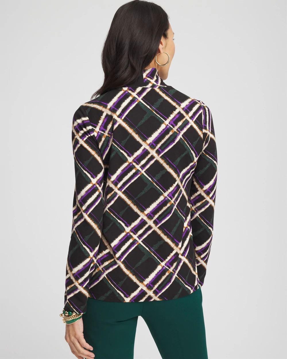 Touch of Cool™ Plaid Mock Neck Layering Tee