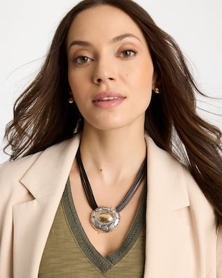 Mixed Metal Pendant Necklace click to view larger image.