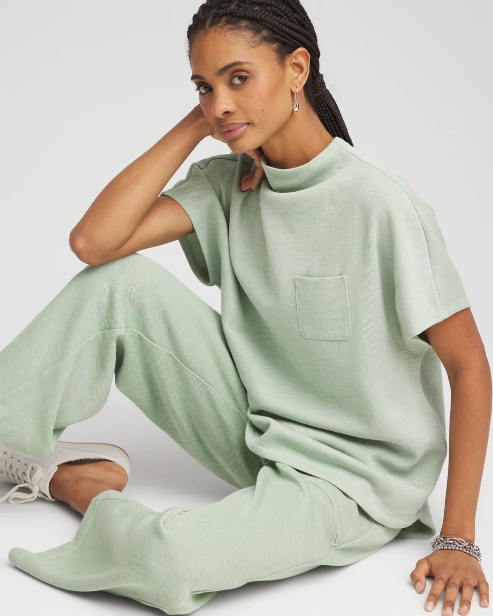 Zenergy® Beach Slub Funnel Neck Pullover Top