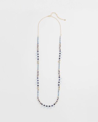 Blue Beaded Single Strand Necklace