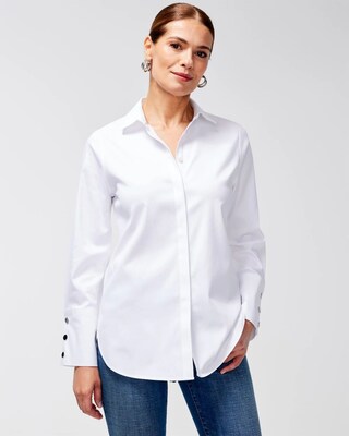 No Iron Stretch Button Sleeve Tunic