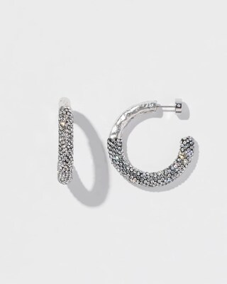 Silver Tone Pavé Hoops