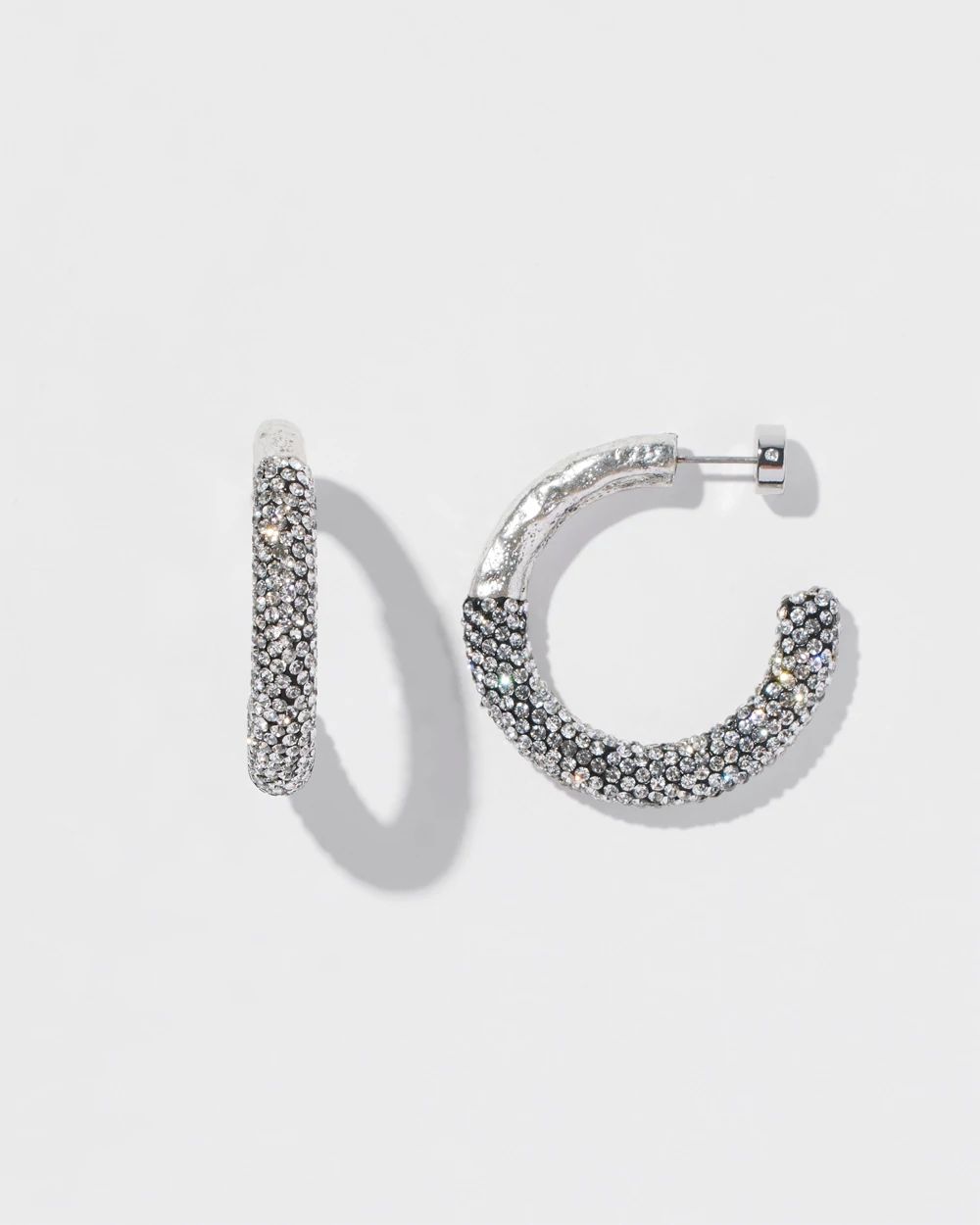 Silver Tone Pavé Hoops