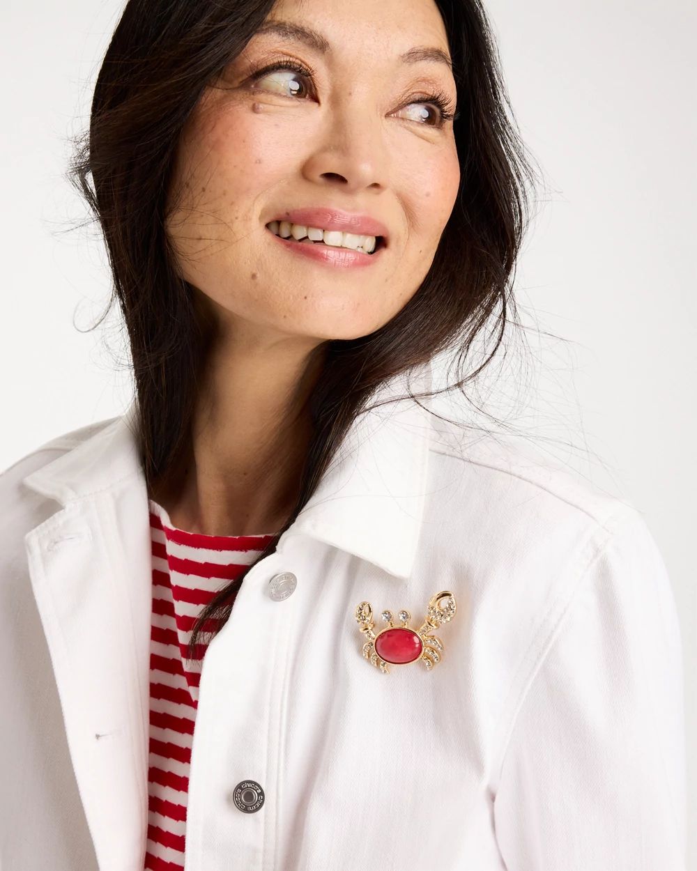 Americana Faux Diamond Crab Brooch click to view larger image.