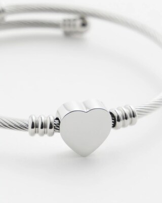 Silver Tone Heart Cuff Bracelet