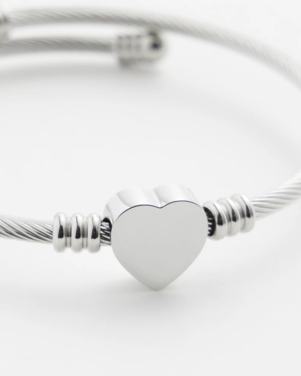 Silver Tone Heart Cuff Bracelet