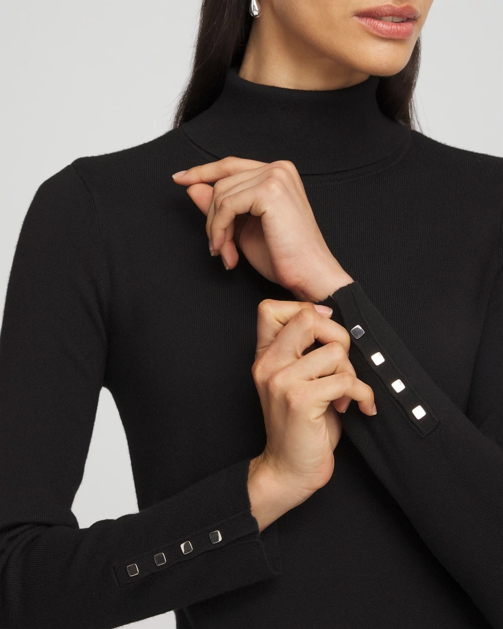 Ecovero™ Button Cuff Turtleneck Sweater