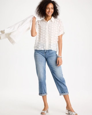 3D Floral Chiffon Camp Shirt click to view larger image.