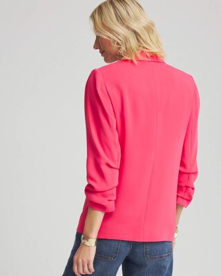 Notched-Lapel Ruched Sleeve Blazer click to view larger image.