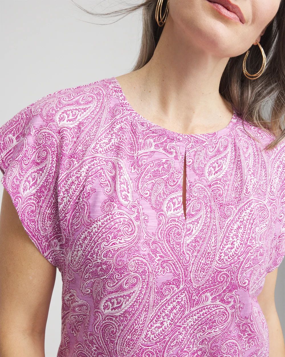 Paisley Slub Keyhole Neck Tee click to view larger image.