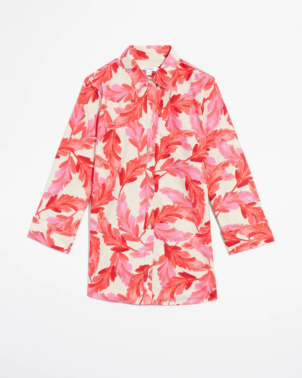 No Iron Stretch 3/4 Sleeve Feathers Shirt