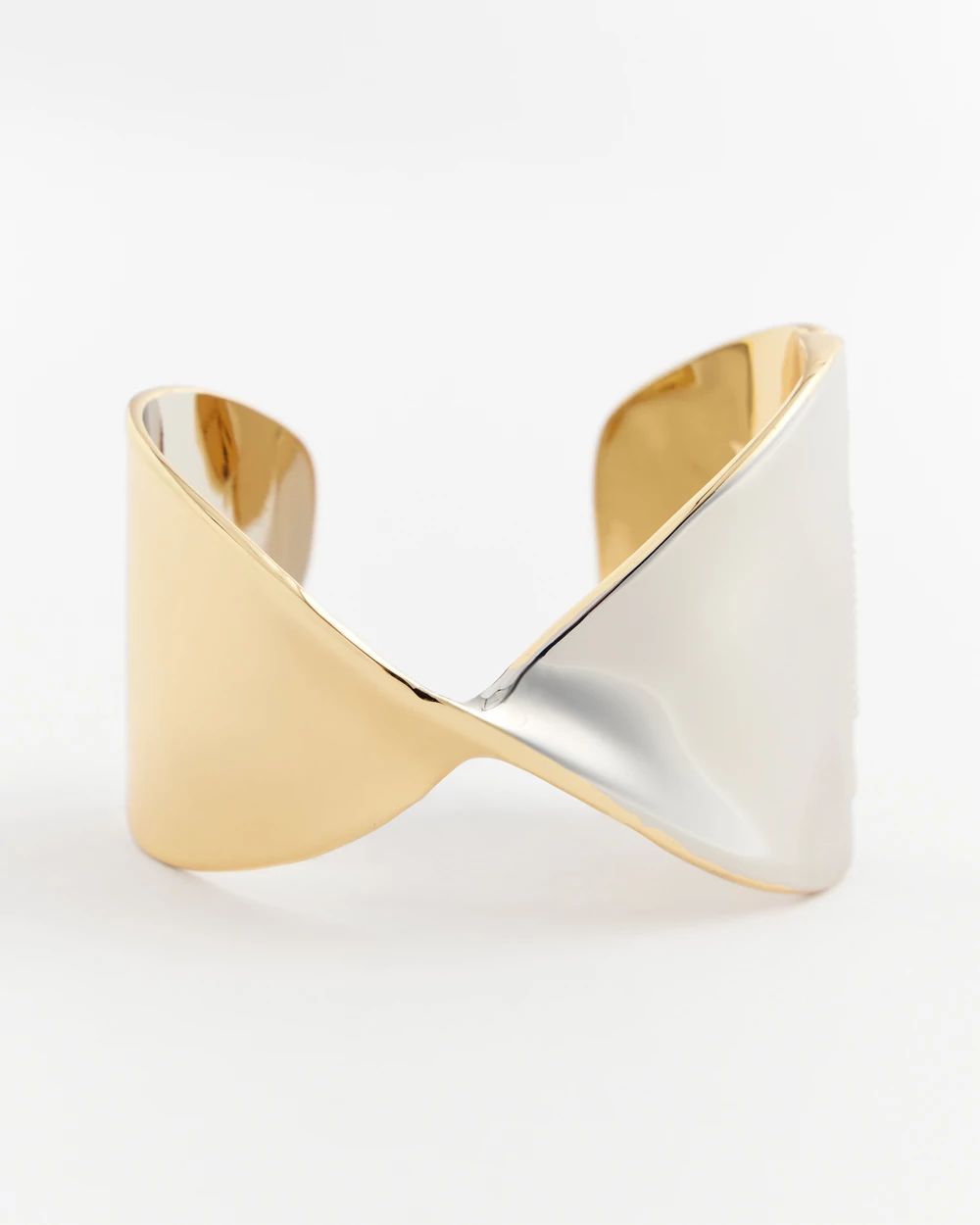 Mixed Metal Silver Cuff Bracelet click to view larger image.