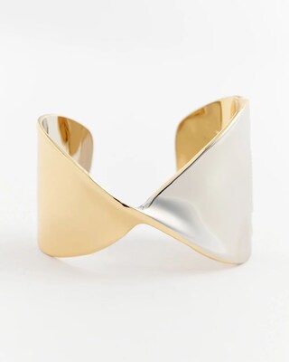 Mixed Metal Silver Cuff Bracelet click to view larger image.