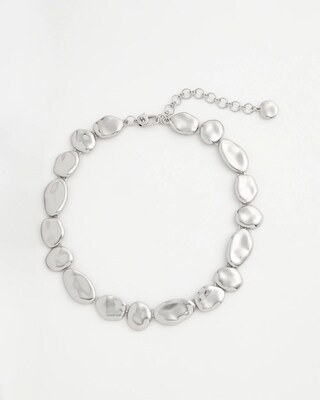 Silver-Tone Pebble Link Collar Necklace