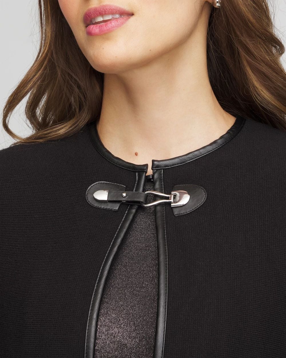 Faux Leather Trim Cape click to view larger image.