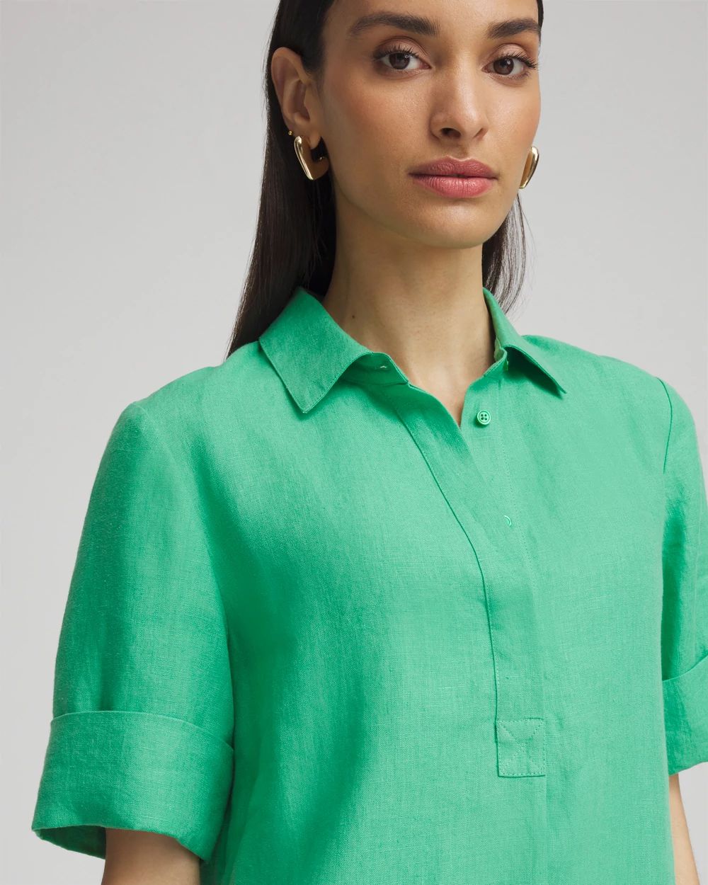 Linen Popover Shirt Dress click to view larger image.