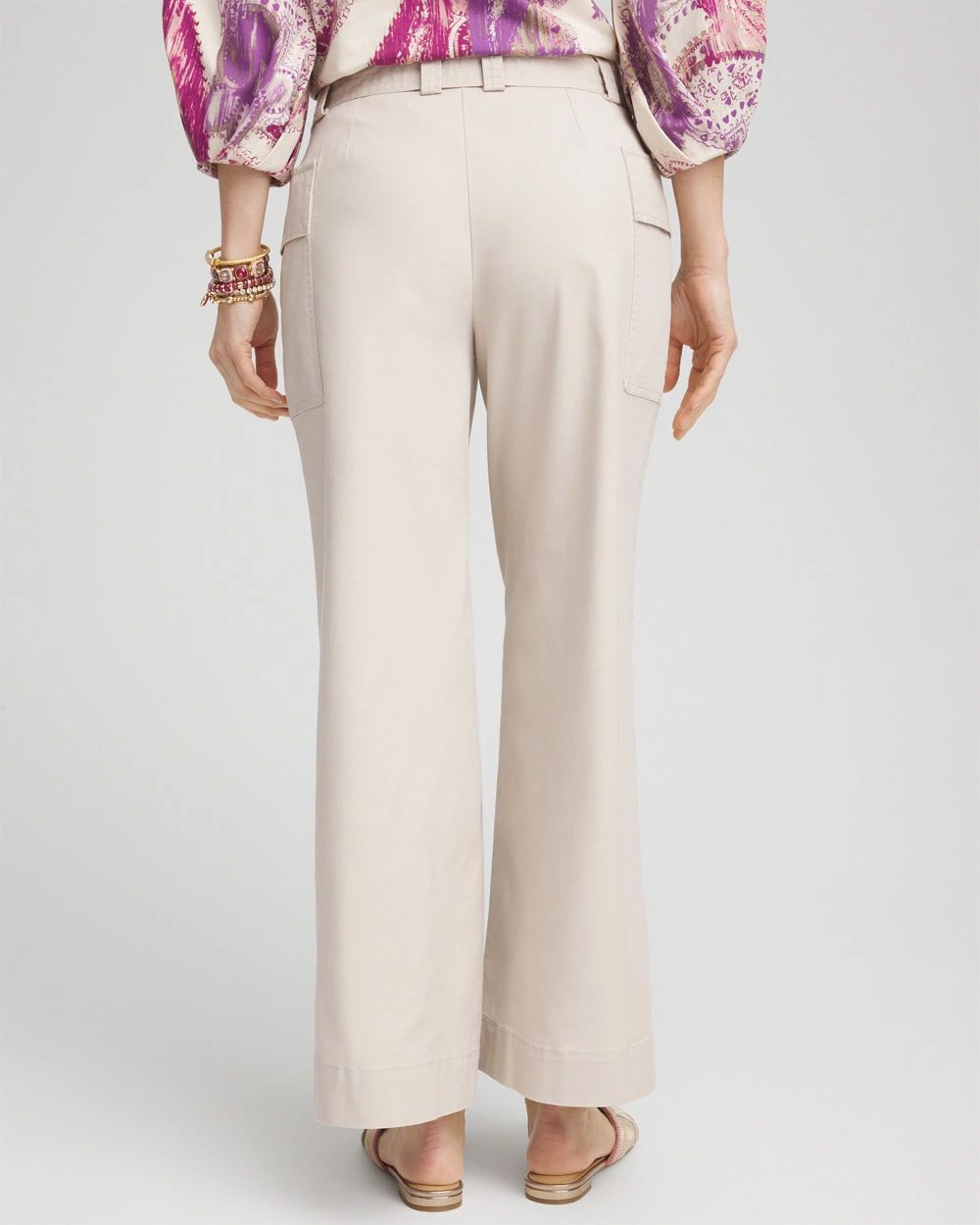 Petite Belted Twill Utility Cropped Pants