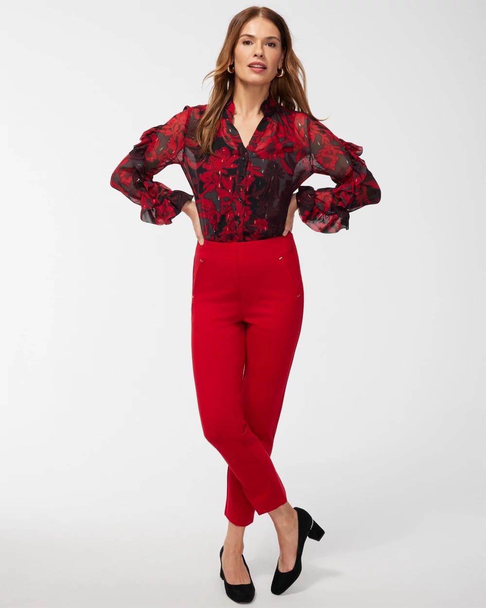 Petite Juliet Slim Trim Detail Ankle Pants