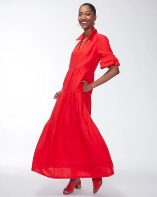 Linen Eyelet Tiered Sundress