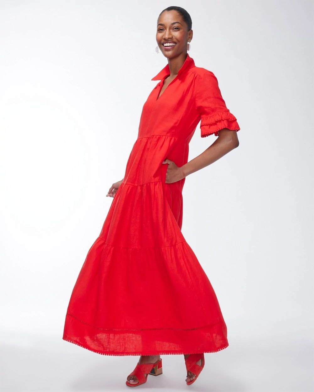 Linen Eyelet Tiered Sundress