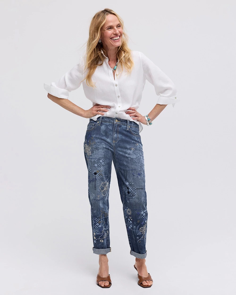 Relaxed Embroidered Boyfriend Jean
