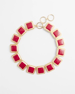 Red Pendant Statement Necklace click to view larger image.