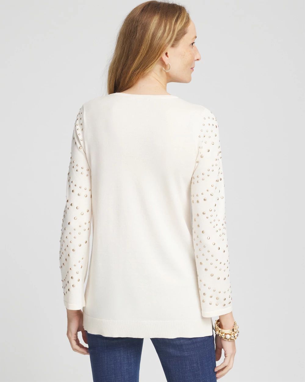 Studded Crewneck Sweater Tunic