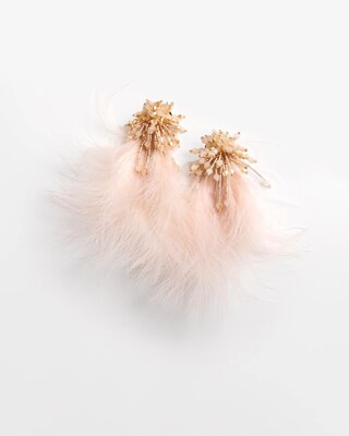 No Droop™ Blush Feather Drop Earrings click to view larger image.