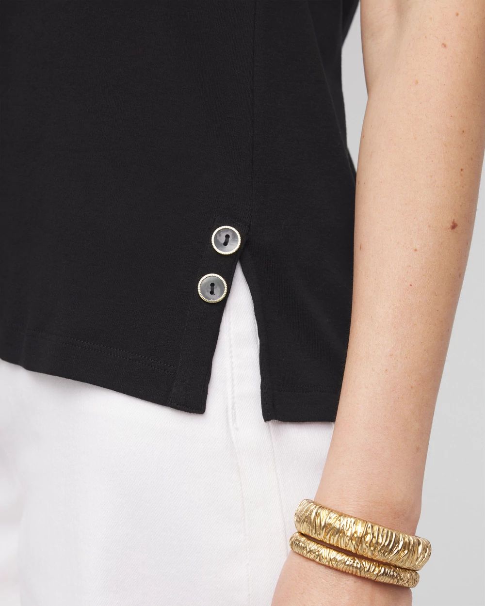 Sleeveless V-Neck Button Tank