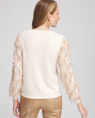 Sequin Ruffle Pullover Sweater click to view larger image.