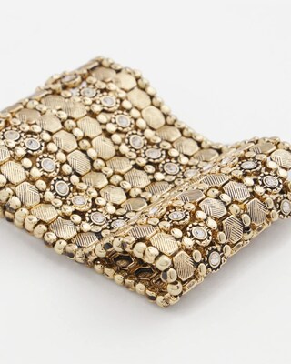 Gold Tone Stretch Cuff Bracelet click to view larger image.