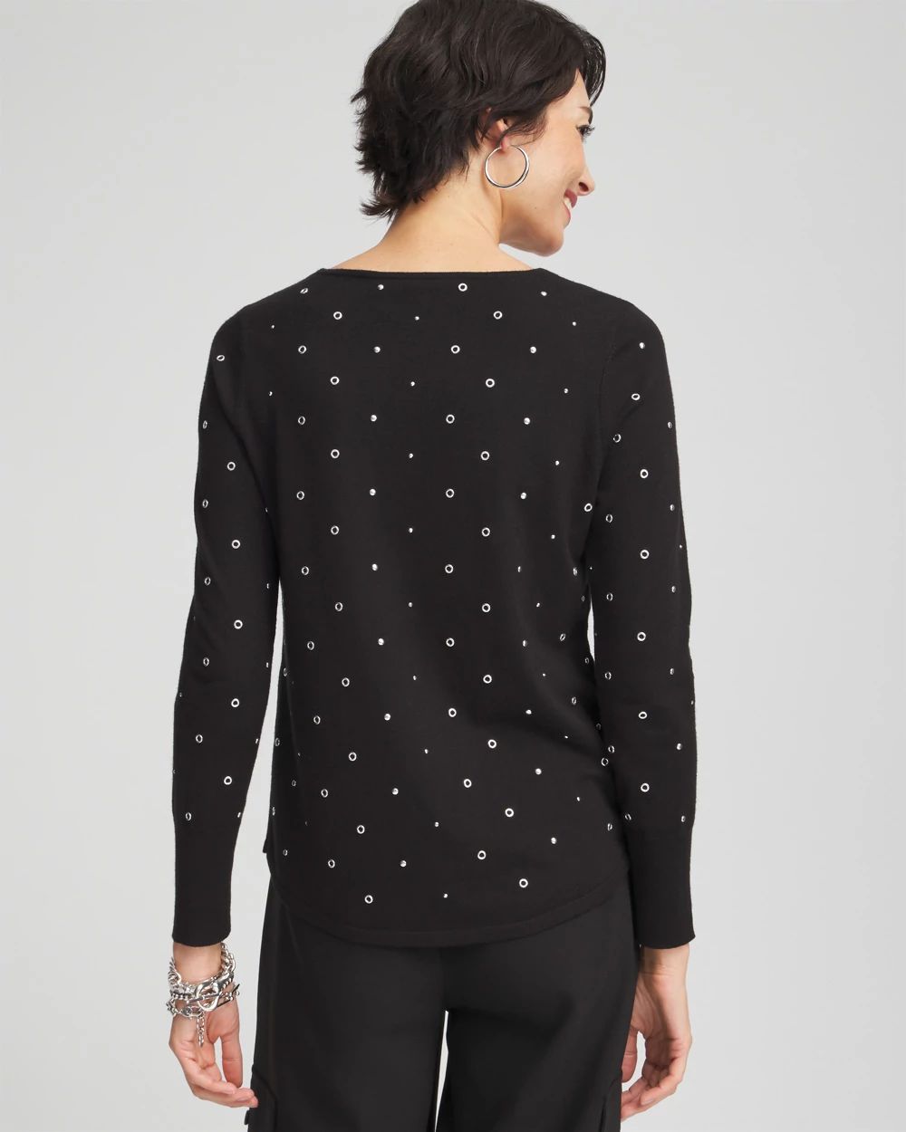 Studded V-neck Pullover Sweater