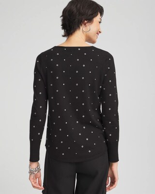 Studded V-neck Pullover Sweater