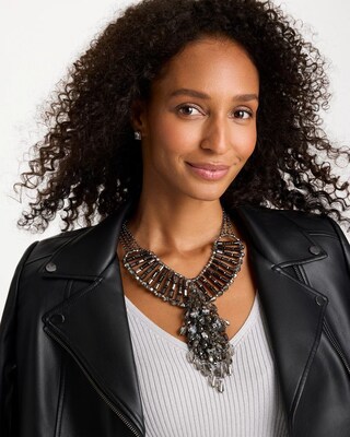 Beaded Pendant Bib Necklace click to view larger image.