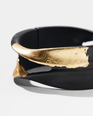 Black & Gold Tone Hinge Bracelet