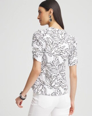 Floral Slub Split Neck Henley Tee click to view larger image.