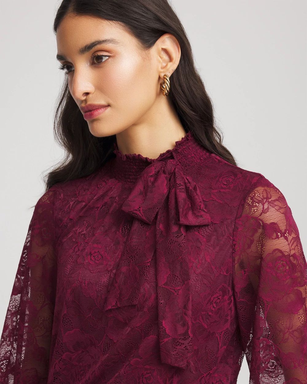 Tie-Neck Banded-Bottom Top