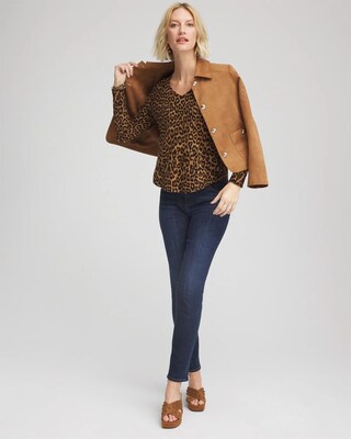 Ella V-Neck Printed Pullover Sweater click to view larger image.