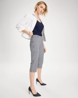 Emme Slim Striped Capri Pants click to view larger image.